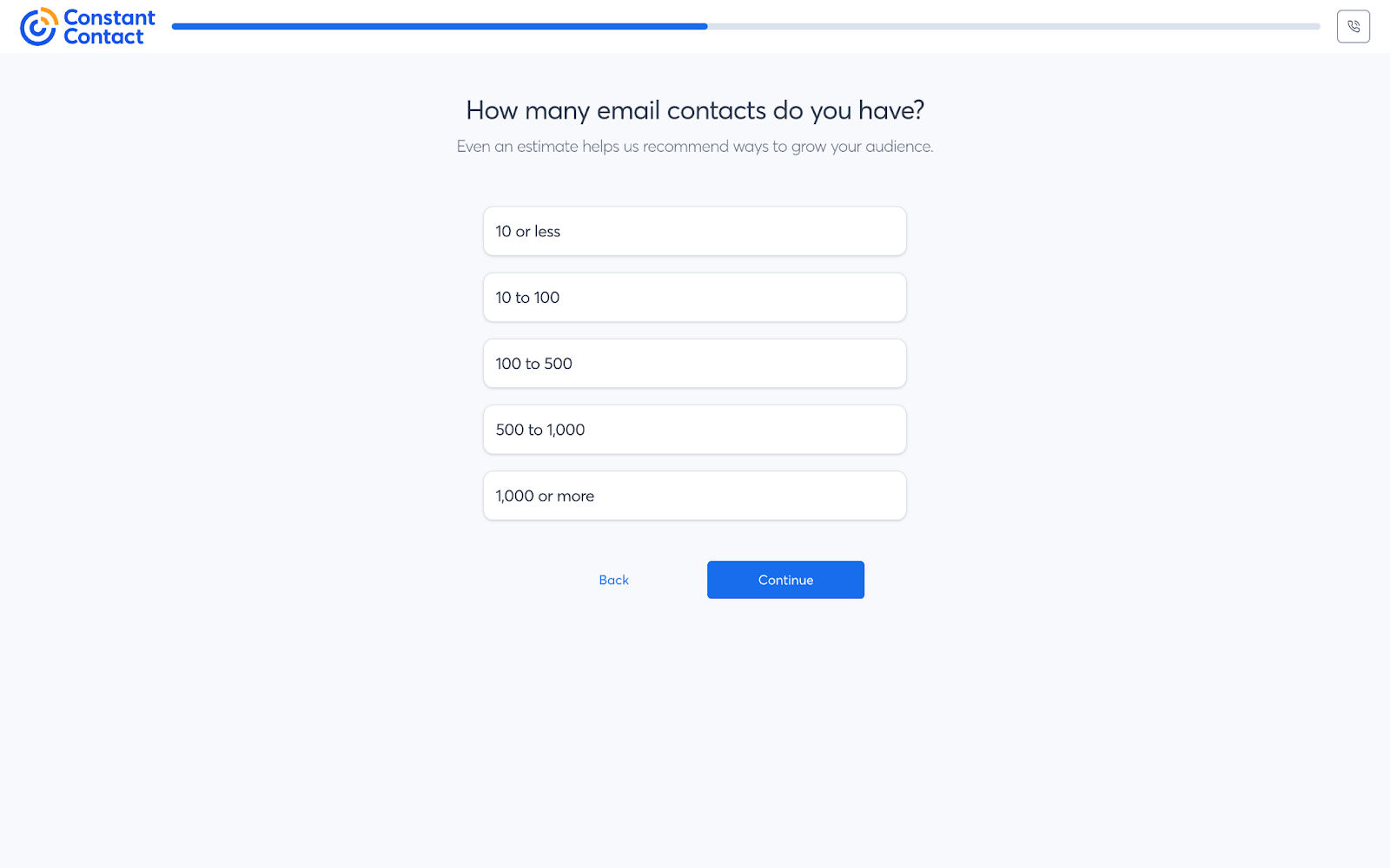 Select the number of email contacts.