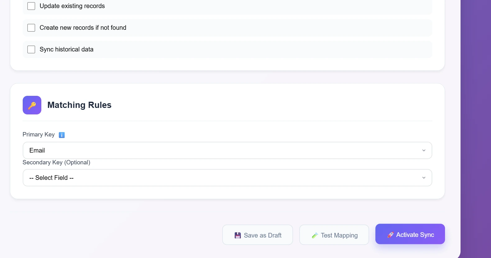 Image containing matching results to activate Sync