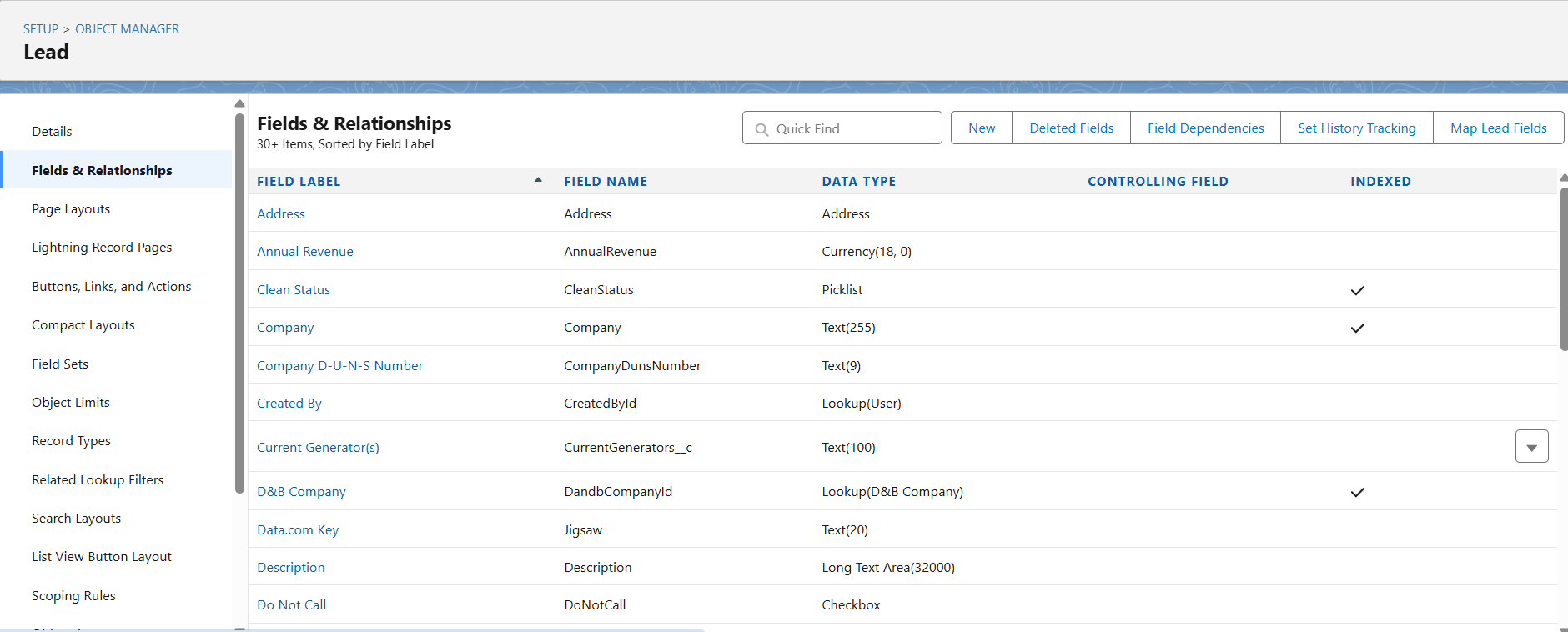 Add Marketo fields to Salesforce- Click on fields and relationships