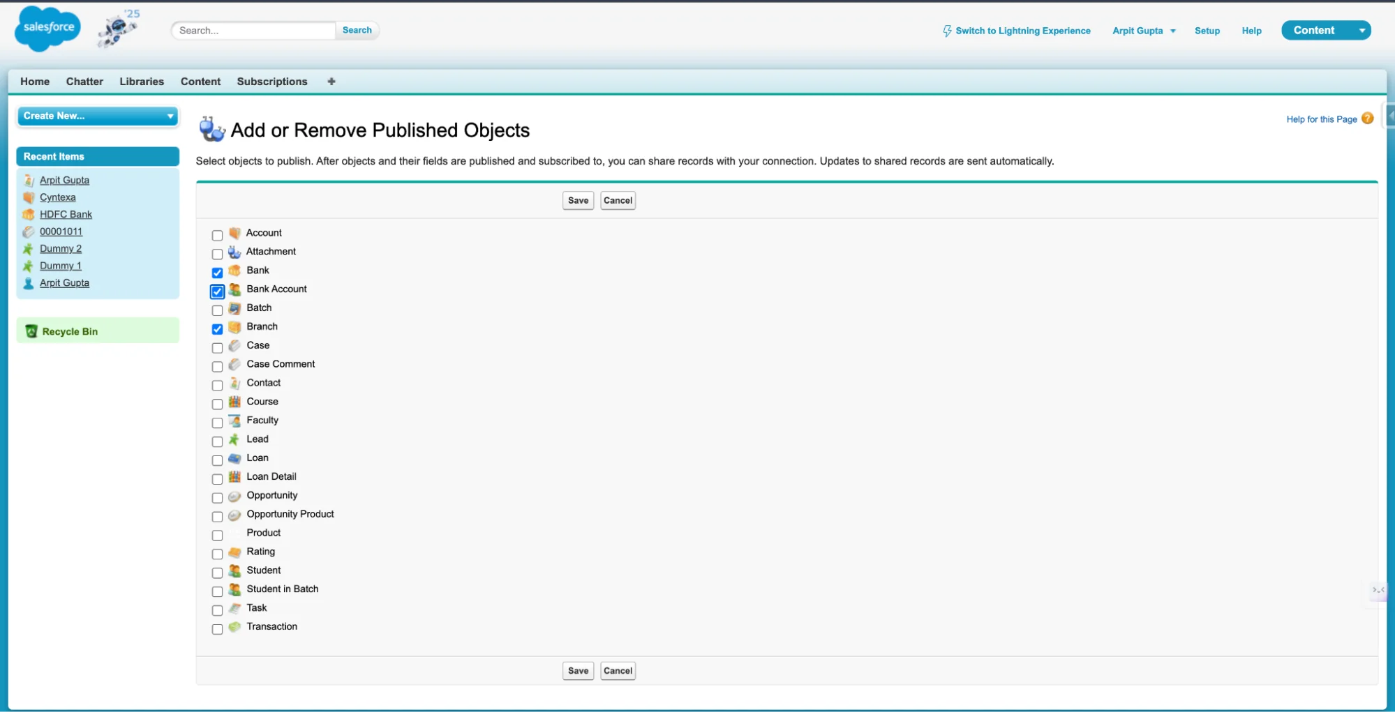 Add or Remove Published Objects