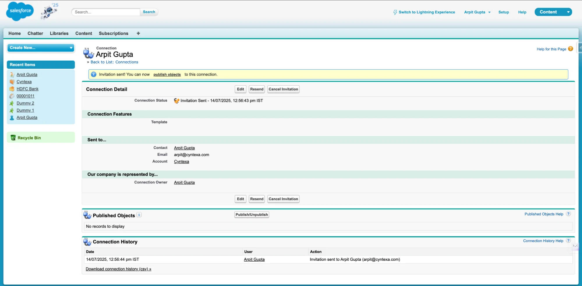 Admin has to click on the link and set up the connection record