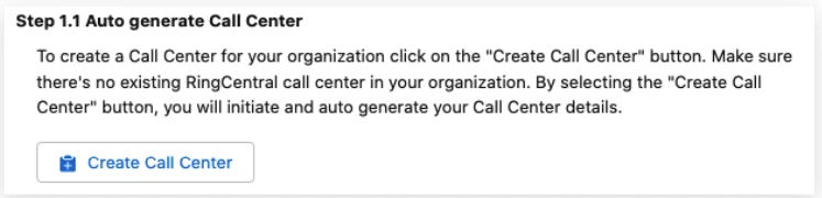 Click on Create Call Center