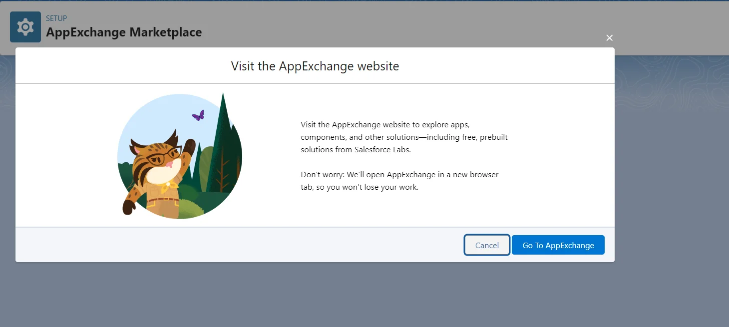 click on go to appexchange
