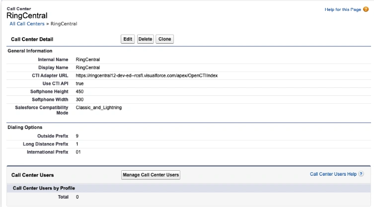 Click on Manage Call Center Users