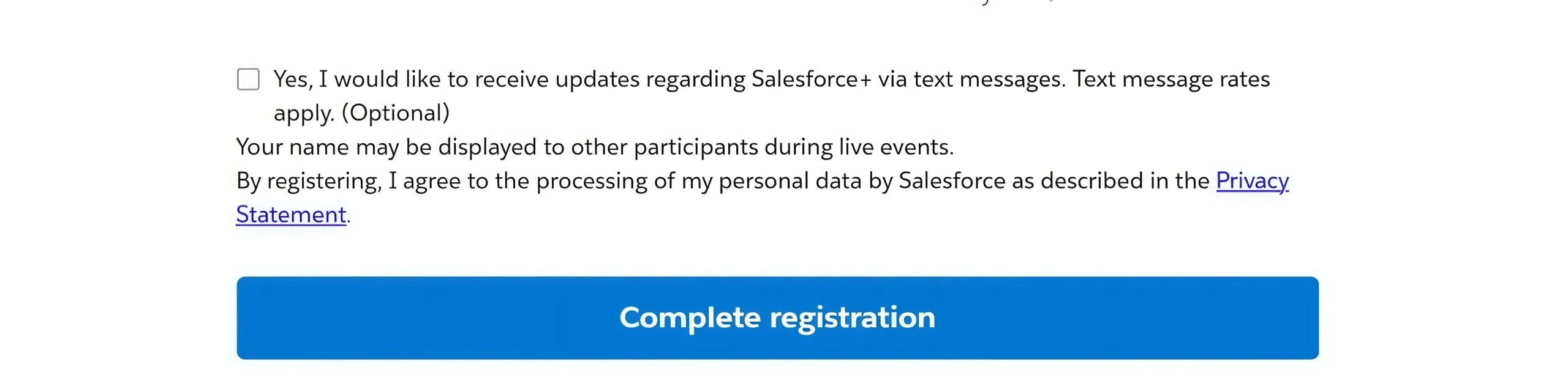 Click on the complete registration tab