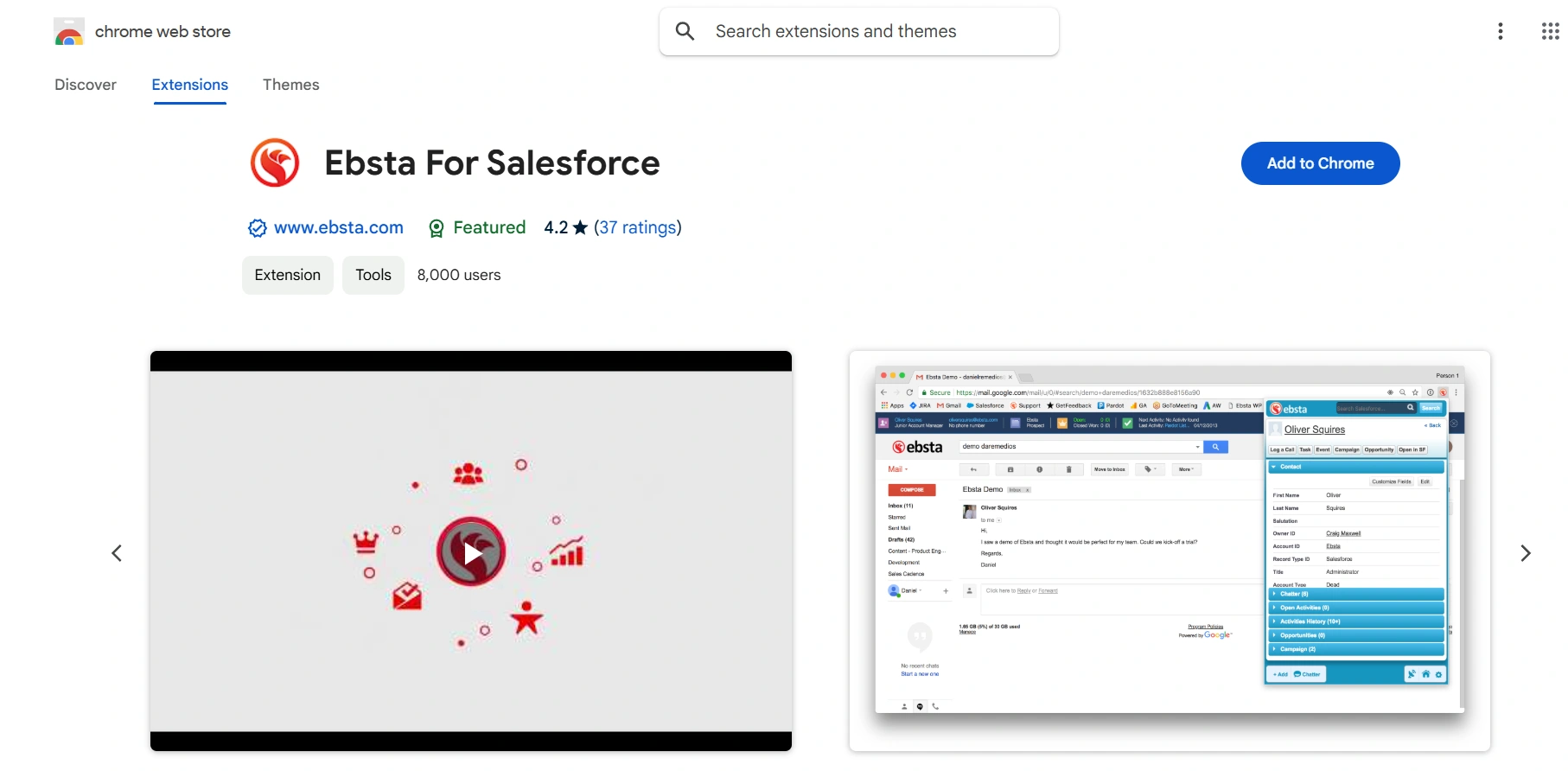 Ebsta for Salesforce Chrome Extension Img