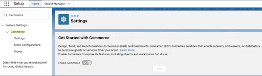 Enable Commerce features