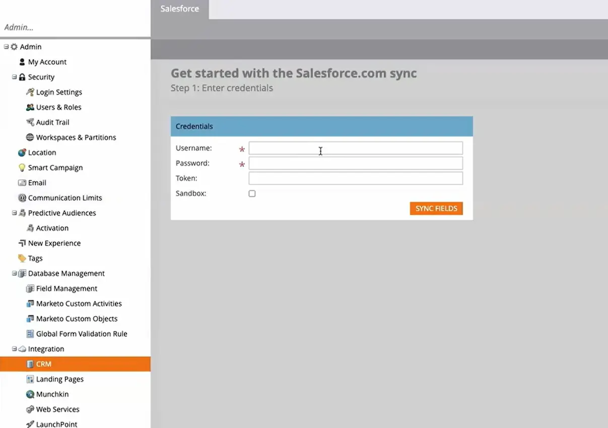 Enter username, password and token then click on Sync fields