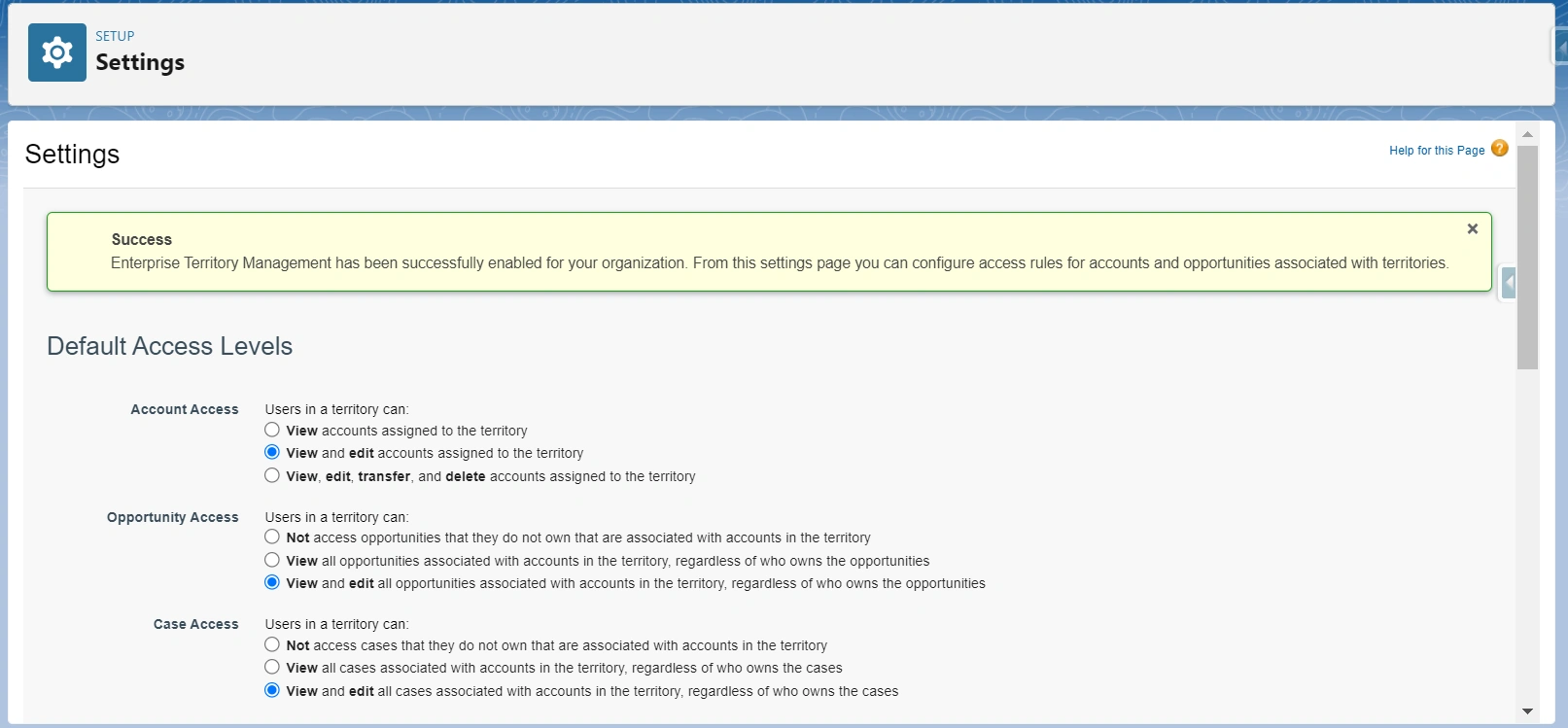Enterprise Territory Management Enable