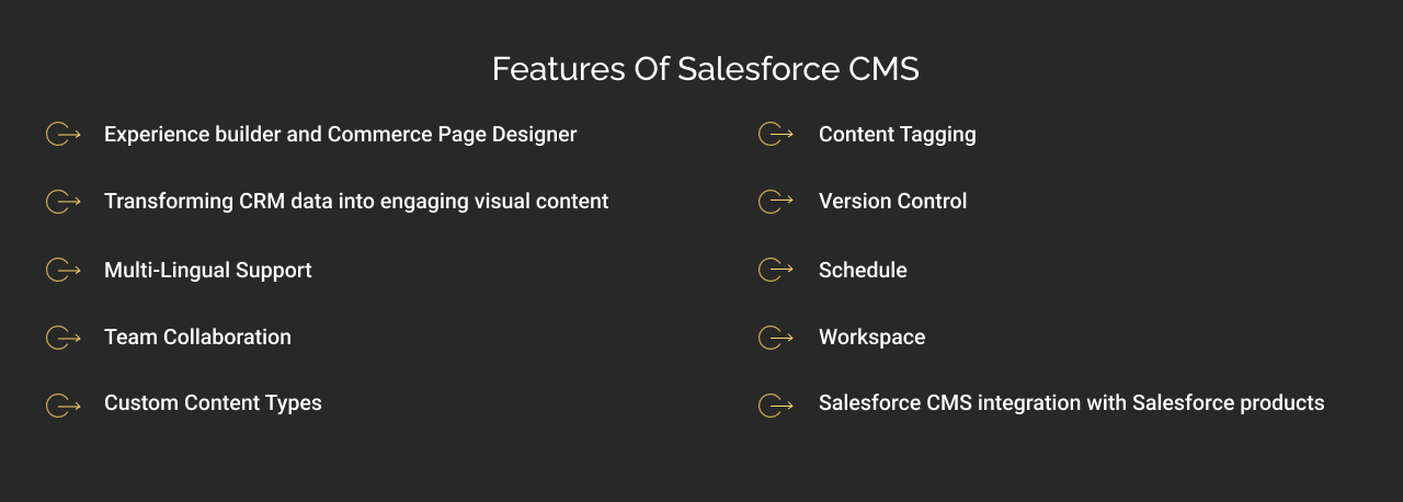 features of salesforce cms dark