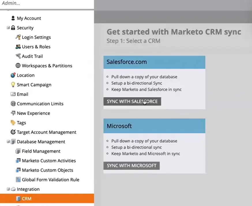 Go to Admin select CRM and click sync with Salesforce.com
