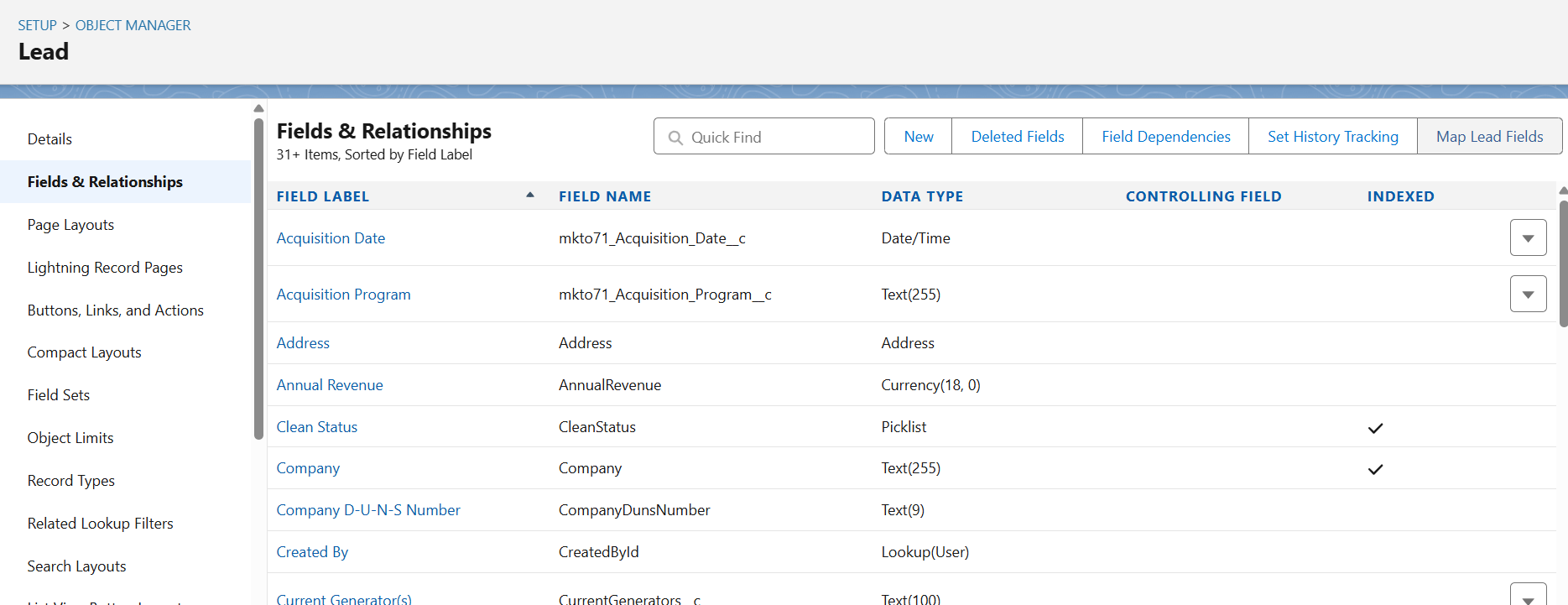 Go to object manager leads fields and relationships click on map lead fields