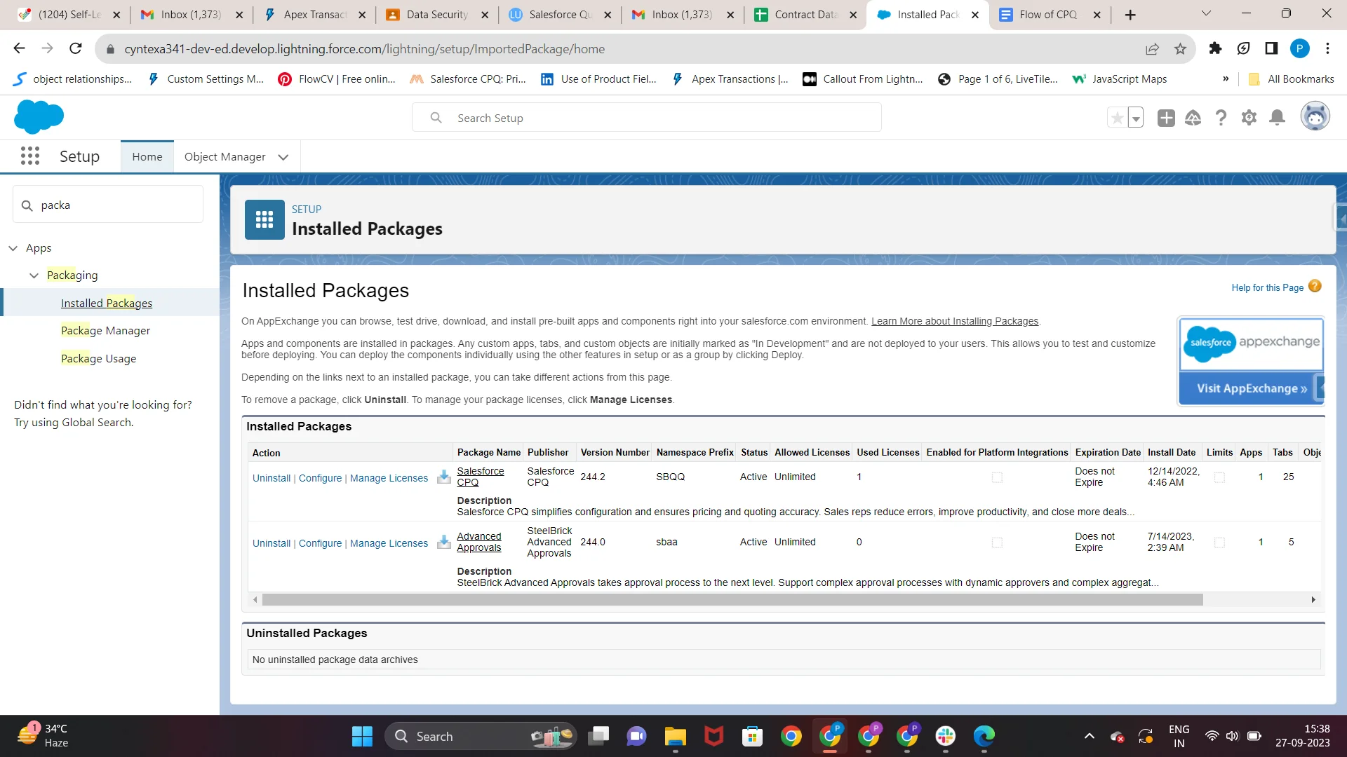 installation of the configured CPQ 2