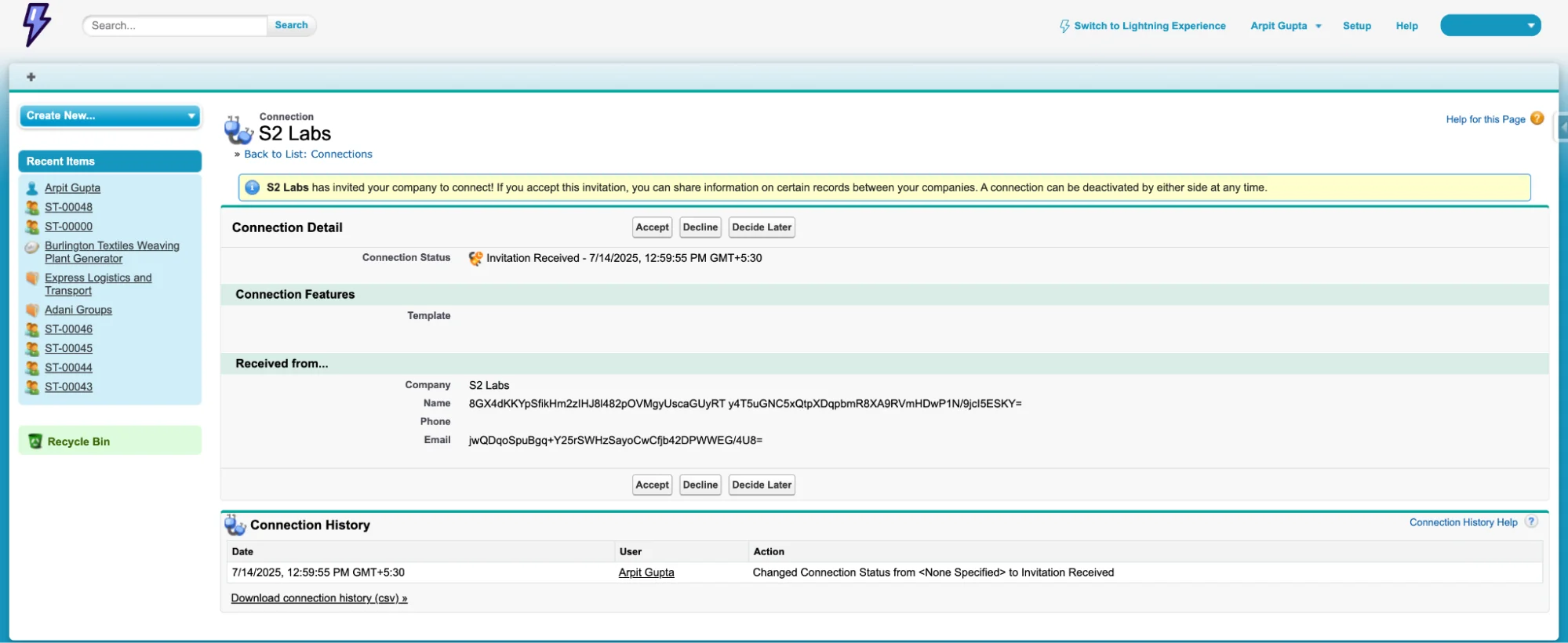 Invitation received in second Org after clicking on mail