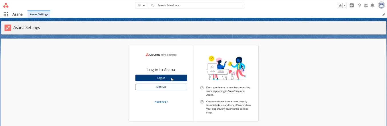 log in to your asana account