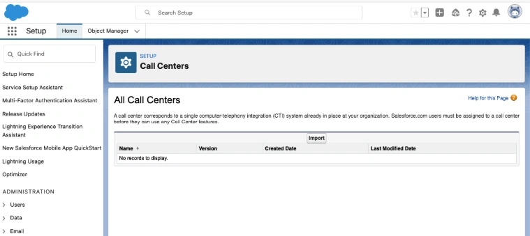 Manually create call center button
