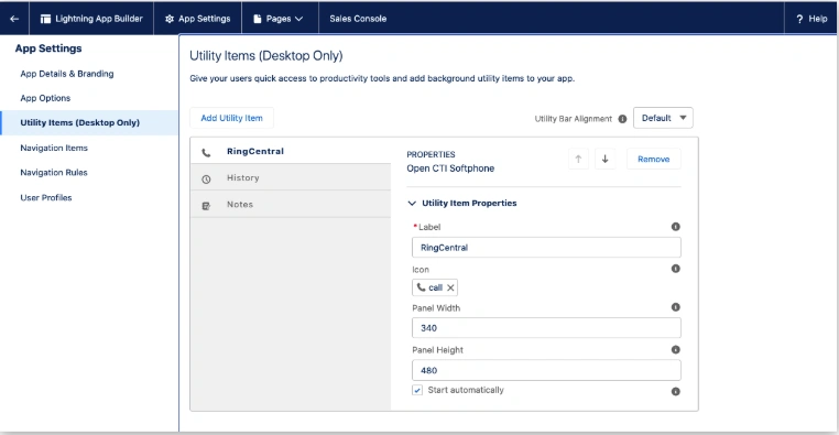 Navigate to the Utility Items tab