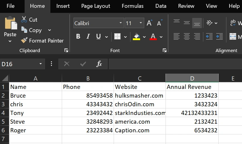 Prepare data in this format to create datasheet.