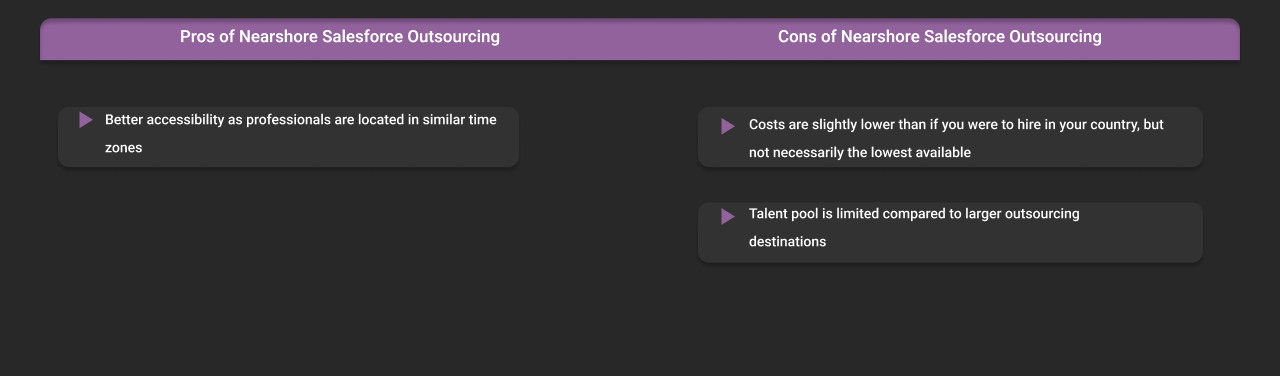 pros and cons of nearshore salesforce outsourcing dark
