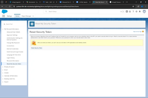 Reset Security Taken