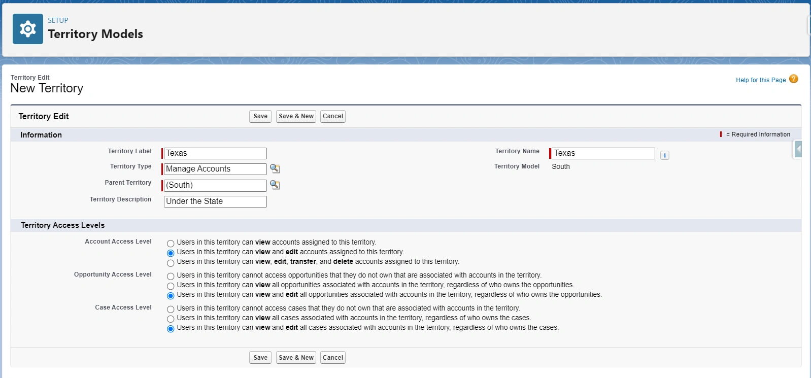 Select The Territory Type And Description After Filling The Information