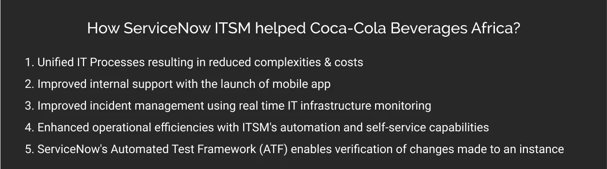 servicenow itsm helps coca cola beverages africa