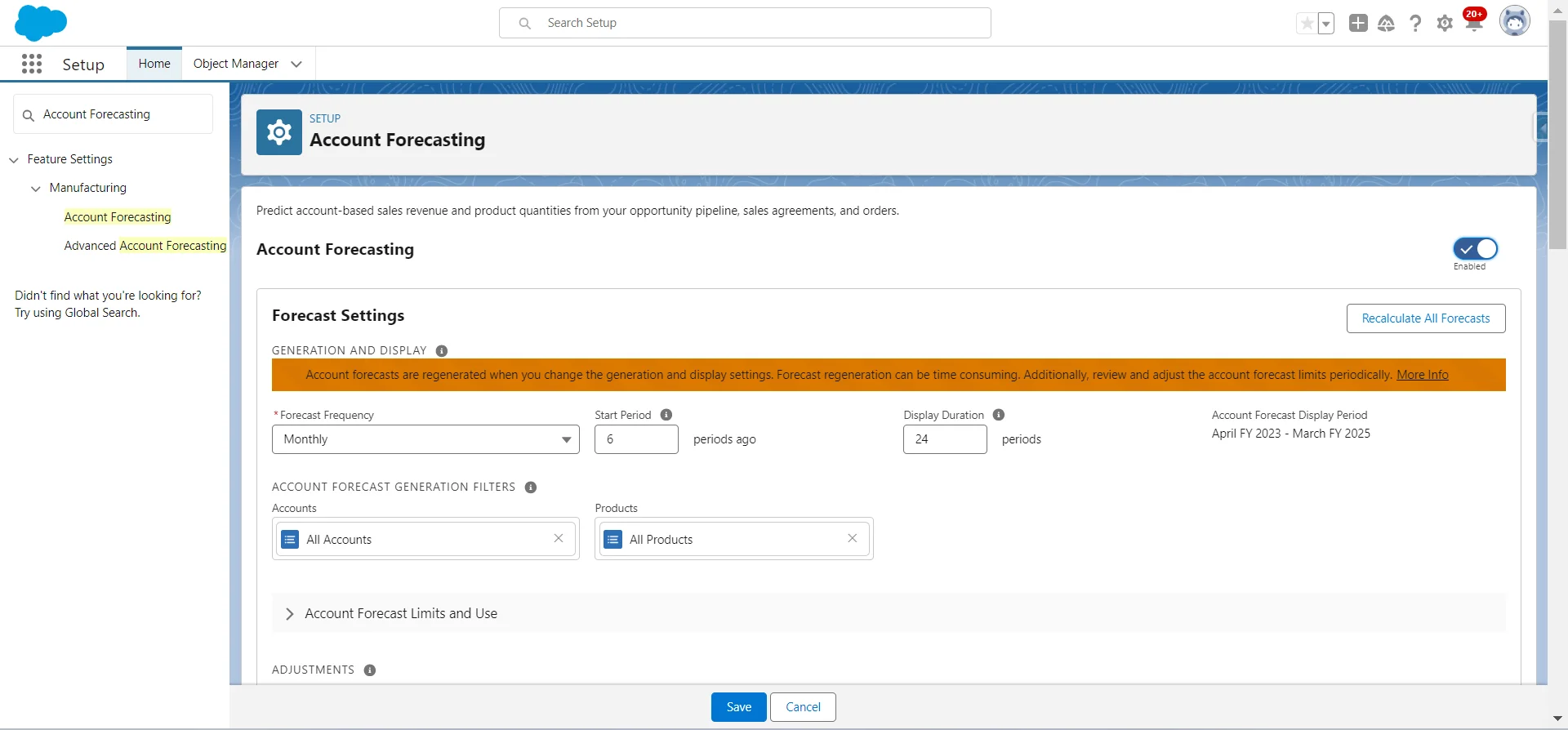 Step-7 - Enable account forecasting SFMC